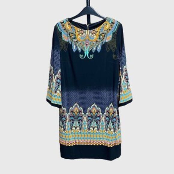 Joseph Ribkoff 3/4 Sleeve Multi Dress Size 14 NEW - Picture 1 of 6